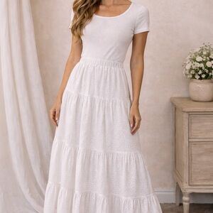 NWT The New Society Antonella Eyelet Maxi Skirt Off White M $199 Retail